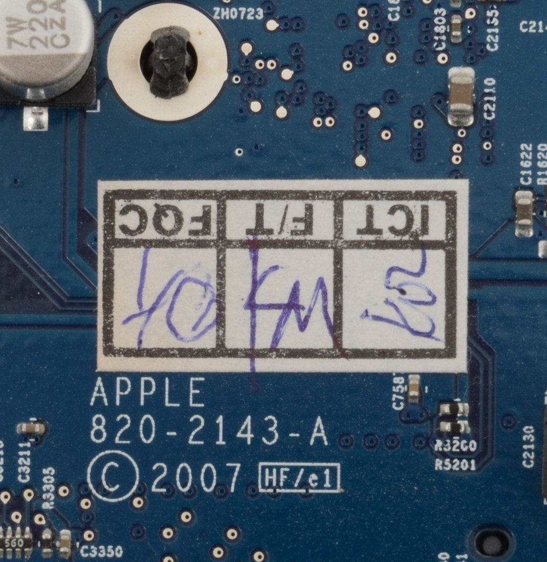 Apple iMac 20&quot; A1224 MA877LL/A Mid 2007 2.4 GHz Logic Board 820-2143 (NO CPU)
