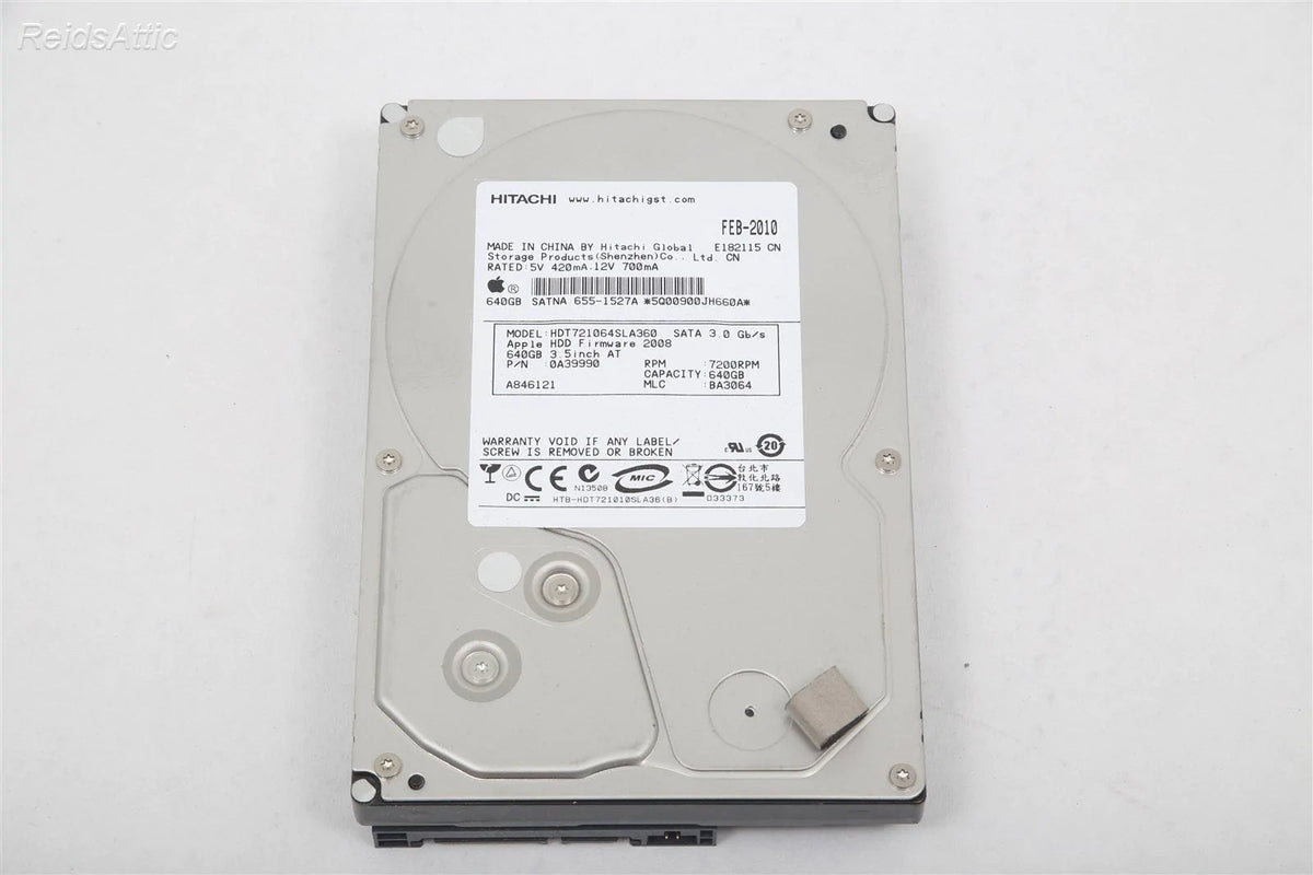 Apple / Hitachi Hard Drive HDT721064sla360 7200 RPM 640 GB P/N 655-1527