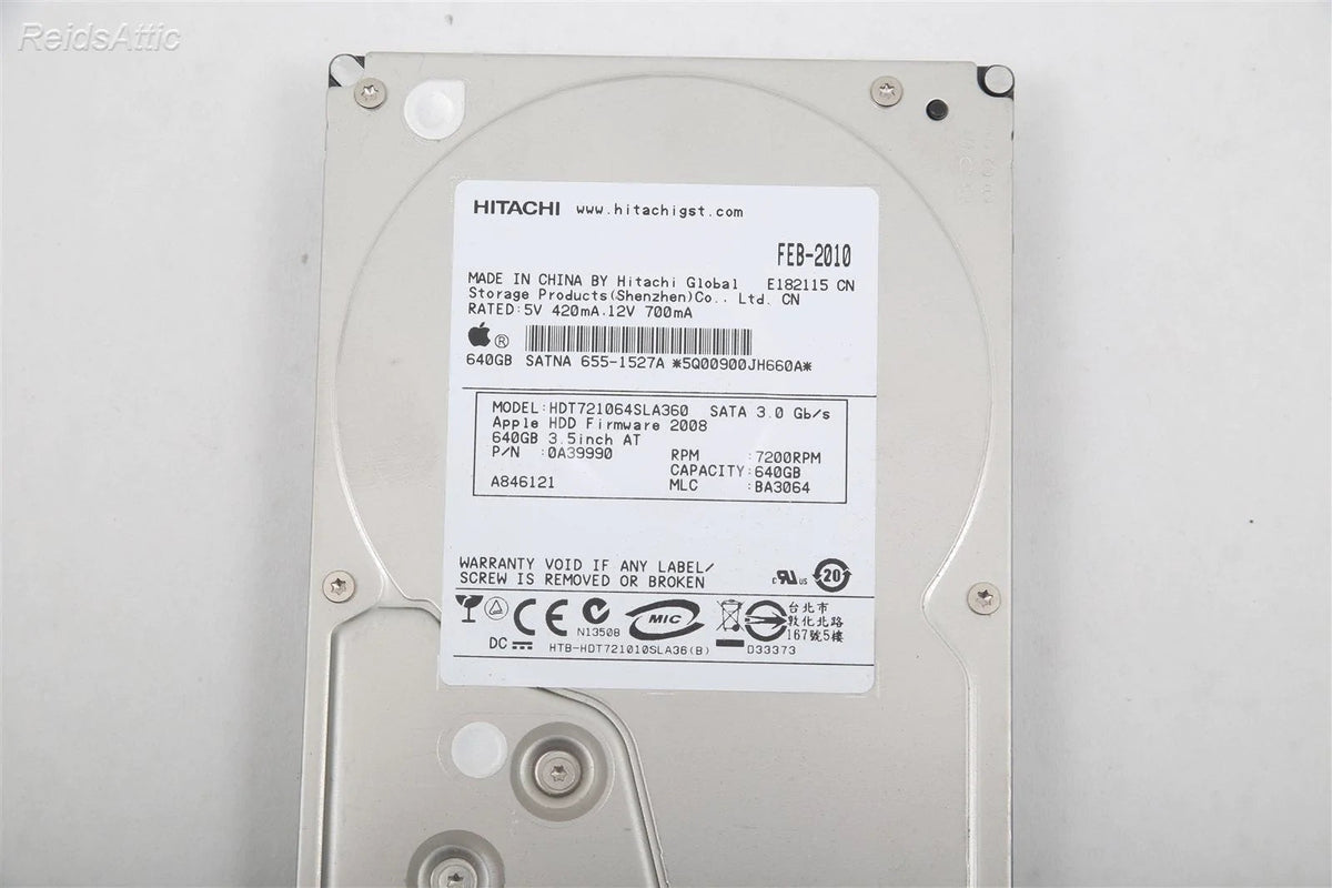 Apple / Hitachi Hard Drive HDT721064sla360 7200 RPM 640 GB P/N 655-1527