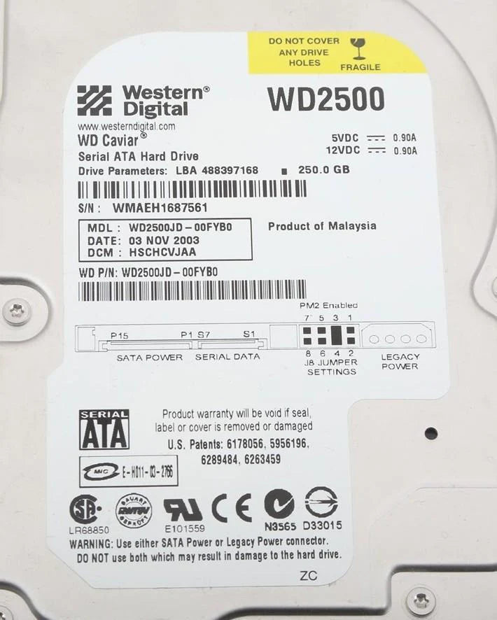 Western Digital 250GB 3.5&quot; SATA hard drive WD2500JD-00FYB0