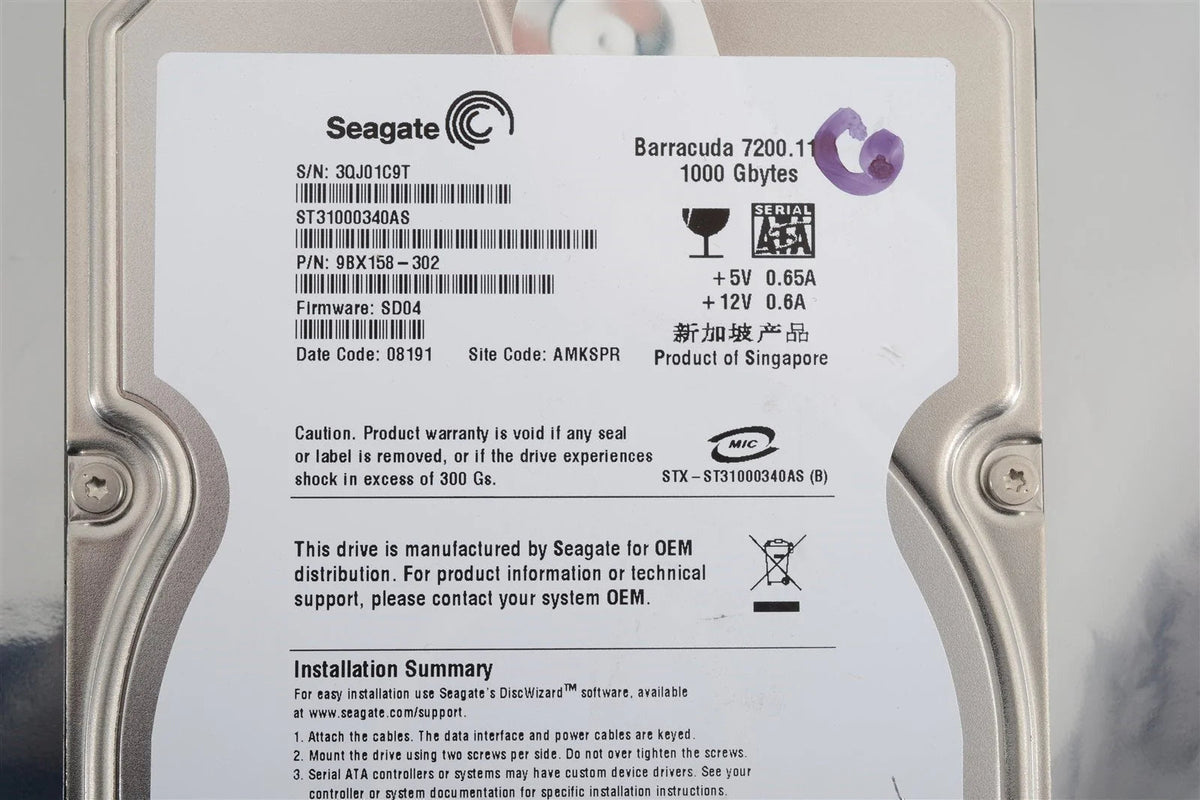 Seagate Barracuda 7200.11 ST31000340AS 1TB 7200 rpm