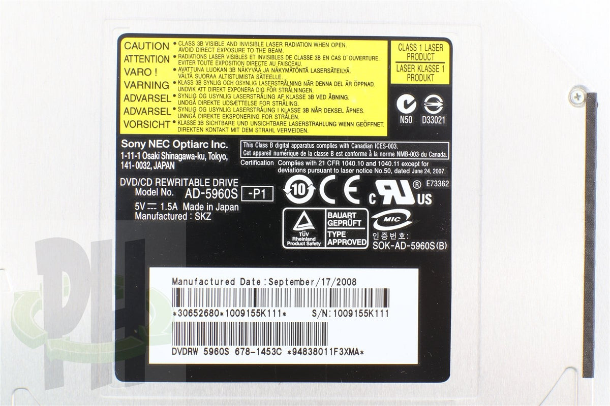 Apple - Sony DVD-R/CD-RW Super Drive AD-5960S P/N 678-1453
