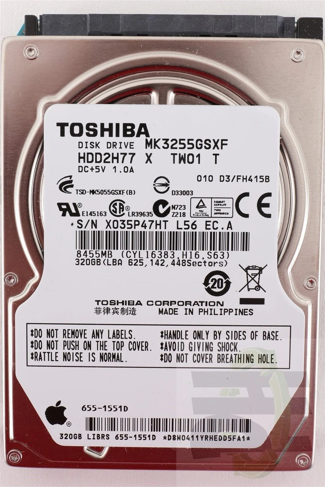 Apple OEM Toshiba 2.5&quot; Hard Drive MK3255GSXF 320GB 655-1551