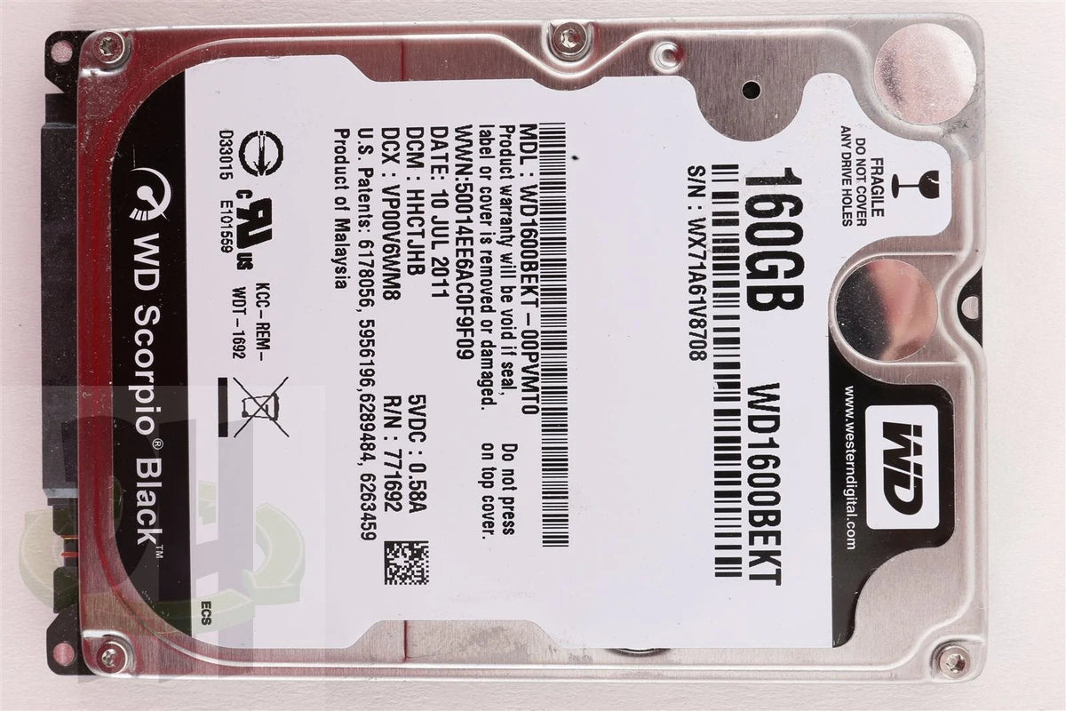 Western Digital WD Scorpio Black 2.5&quot; 160GB 7200 RPM Hard Drive HDD - WD1600BEKT