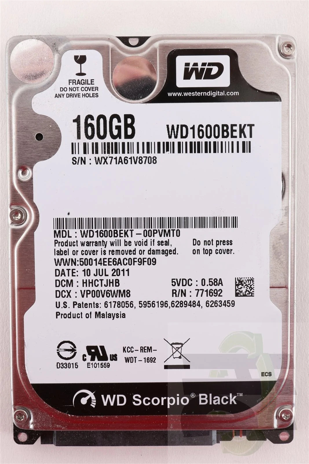 Western Digital WD Scorpio Black 2.5&quot; 160GB 7200 RPM Hard Drive HDD - WD1600BEKT