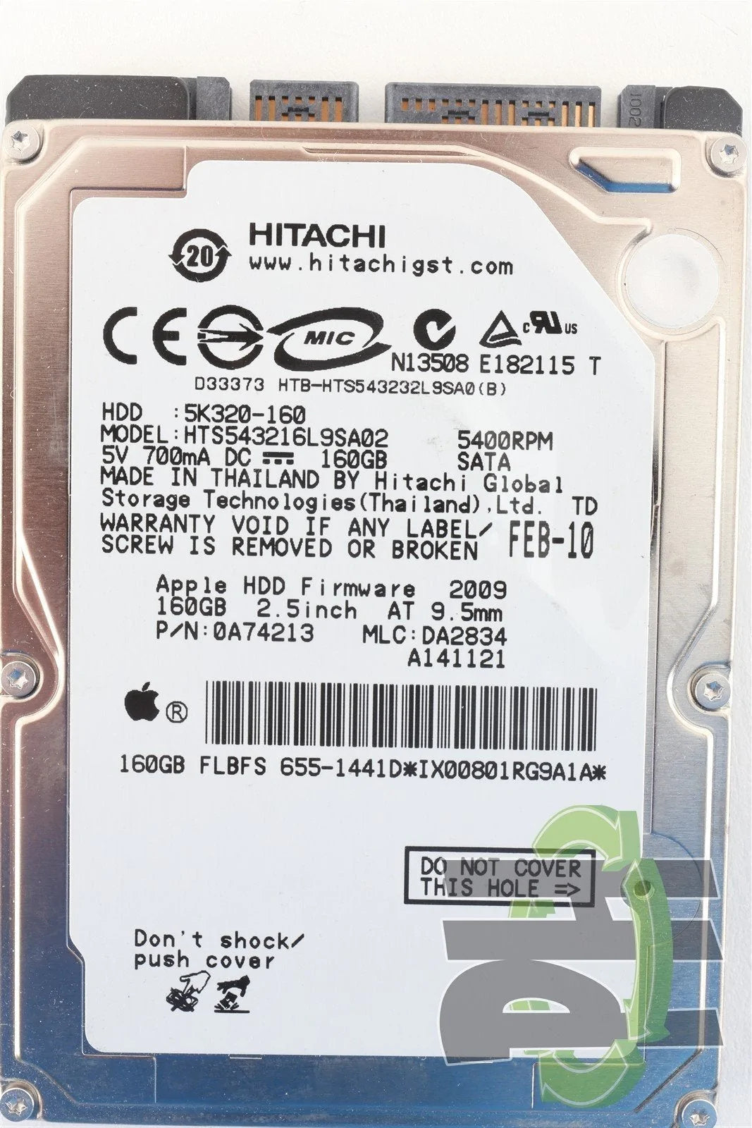 Apple OEM Hitachi 2.5&quot; Hard Drive HTS543216L9SA02 160GB 655-1441