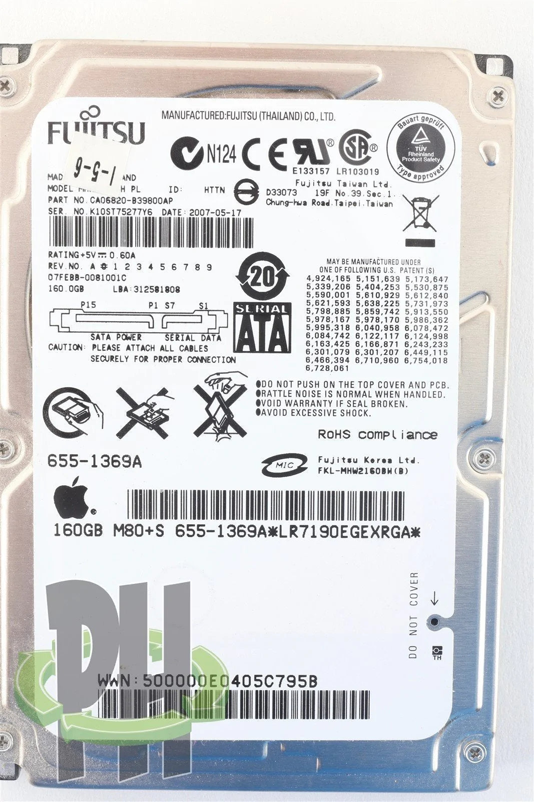 Apple OEM Fujitsu 2.5&quot; Hard Drive MHW2160BH 160GB 655-1369