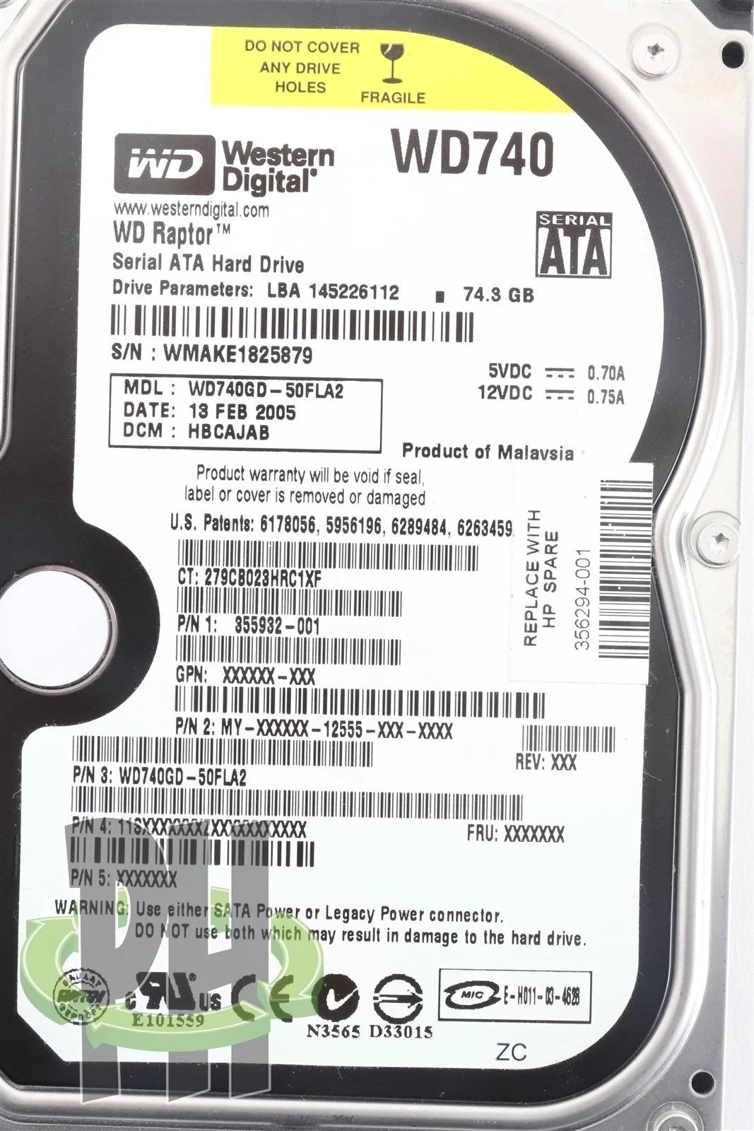 WD740 74 GB SATA 10,000RPM WD Raptor Formatted for Apple