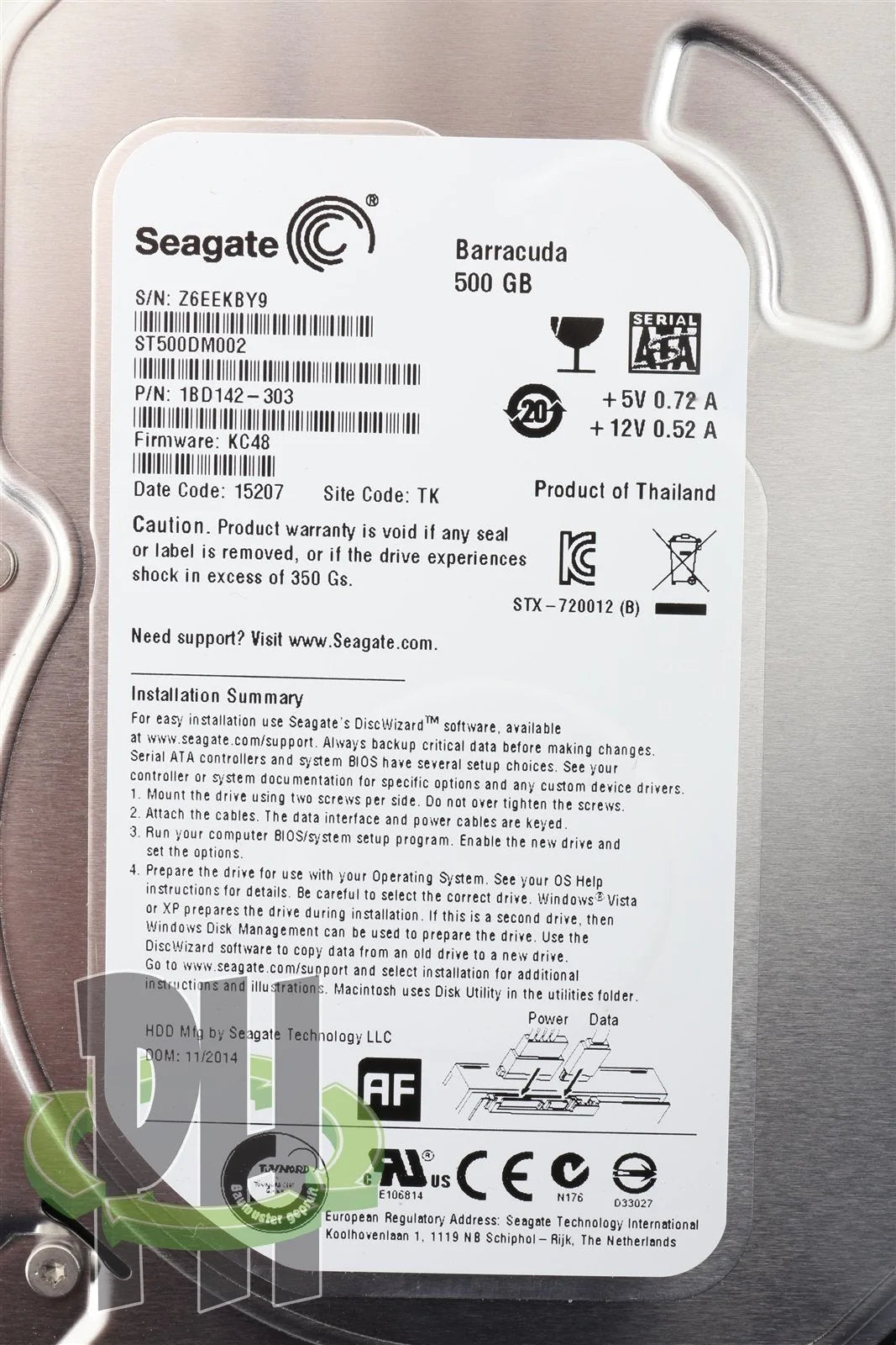 SEAGATE BARRACUDA ST500DM002 500GB 3.5&quot; 7200 RPM HARD DRIVE Formatted for Apple