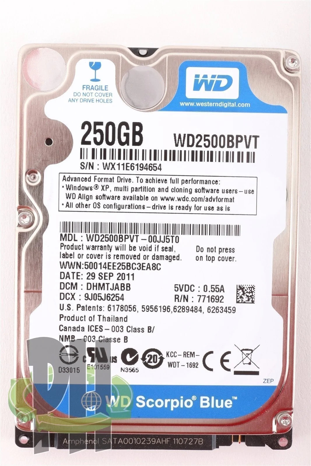 Western Digital WD Scorpio Blue 2.5&quot; 250GB 5400 RPM Hard Drive HDD - WD2500BPVT