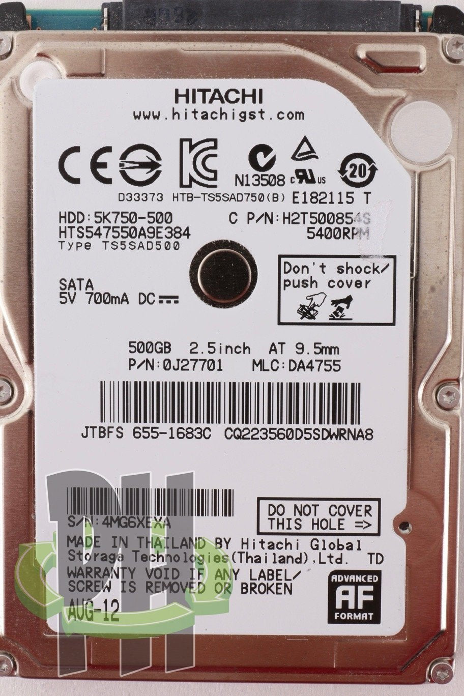 Apple OEM Hitachi 2.5&quot; 9.5mm Hard Drive HTS547550A9E384 500GB 5400 RPM 655-1683