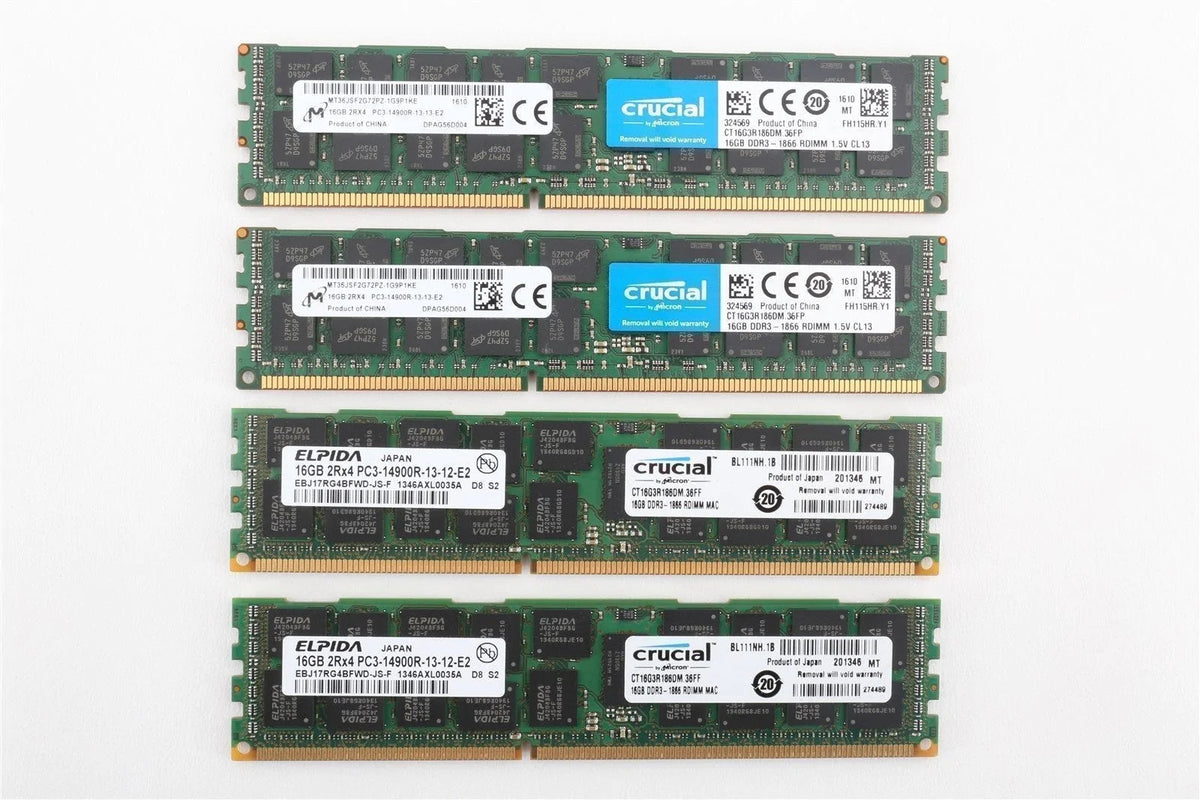 64GB (4 X 16GB) Crucial Memory for Mac Pro 2013 6,1 PC3-14900 DDR3 ECC Reg