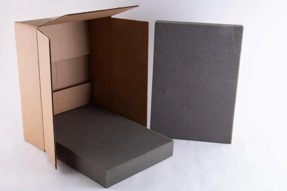 Plain Brown Packing Shipping Box W/ Foam Insert 14 inch x 10 inch x 4 inch