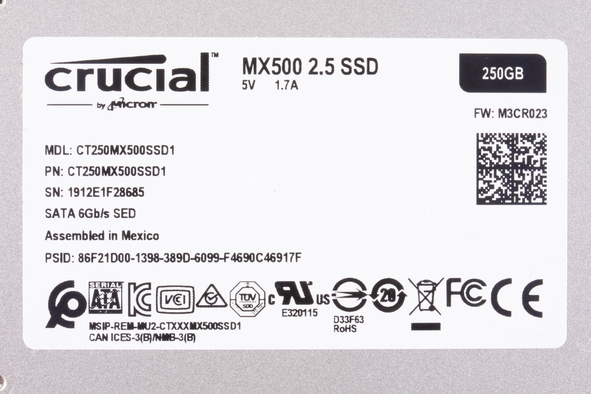 Crucial 2.5&quot; 250GB MX500 SSD CT250MX500SSD1 Formatted For Apple Mac OS