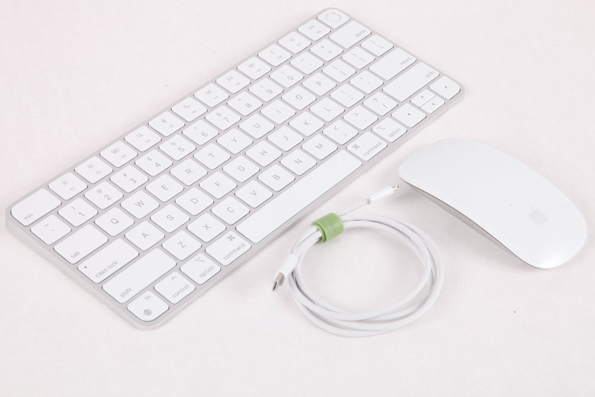 Silver Apple Magic Keyboard W/Touch ID, Silver Magic Mouse, Silver Braided Cable