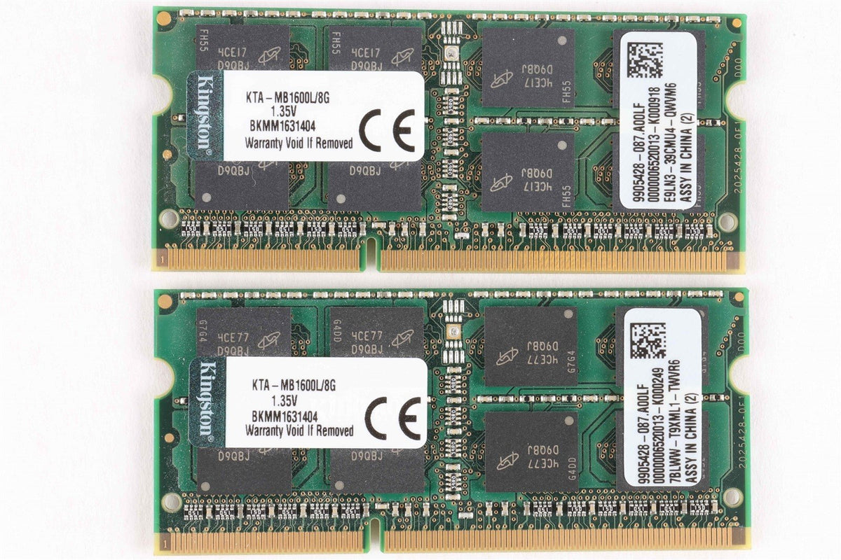 Apple Compatible Ram Kingston 16GB (2x8GB) DDR3-1600 PC3-12800L soDimm Memory