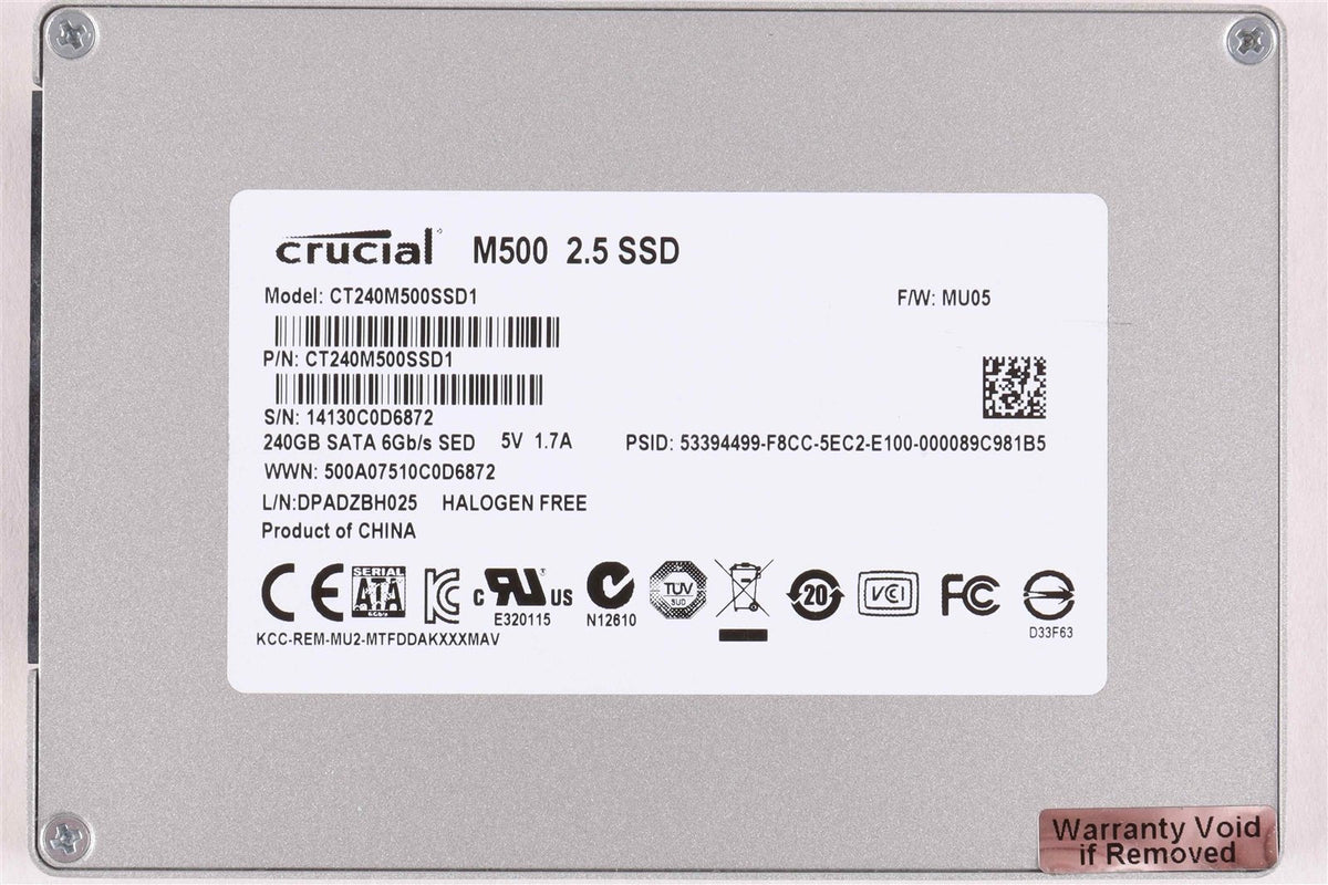 Crucial 2.5&quot; 240GB M500 SSD CT240M500SSD1 Formatted For Apple Mac OS