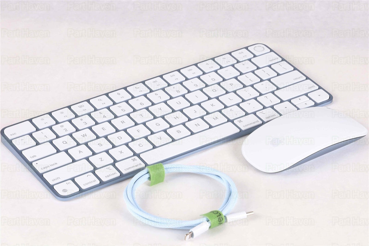 Apple Desk Set in Blue || Magic Keyboard W/Touch ID, Magic Mouse &amp; Braided Cable