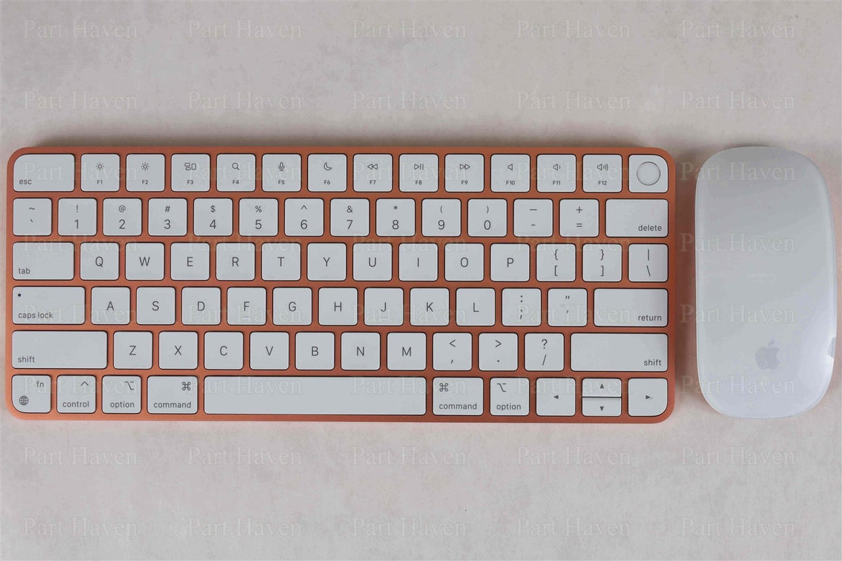 Apple Desk Set in Orange | Magic Keyboard W/Touch ID Magic Mouse &amp; Braided Cable