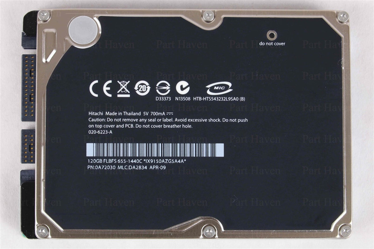 Apple OEM Hitachi 2.5&quot; 9.5mm Hard Drive 120 GB 5400 RPM 655-1440 HTS543232L9SA0