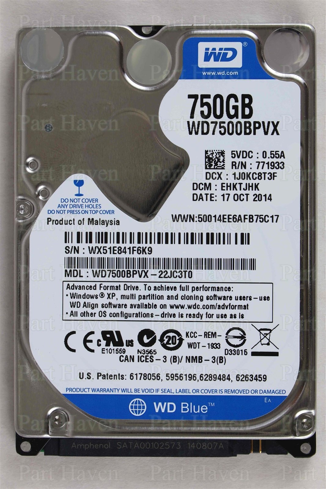 Western Digital WD Scorpio Blue 2.5&quot; 750GB 5400 RPM Hard Drive HDD WD7500BPVX