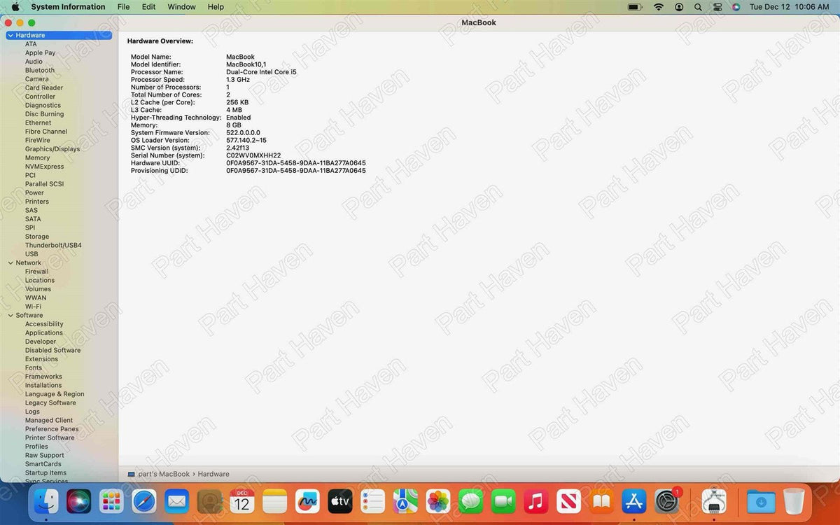 Logic Board || 12&quot; MacBook Mid 2017 A1534 || 1.3 GHz Core i5 8GB RAM 512GB SSD