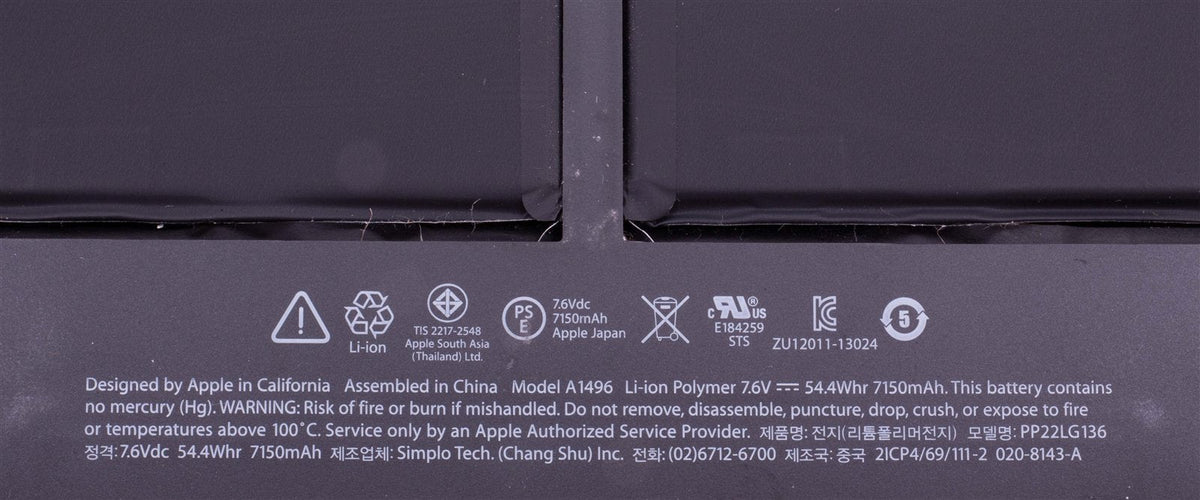 Genuine Apple Battery 13&quot; MacBook Air Mid 2013 A1496 7150mAh 100-200 Cycles