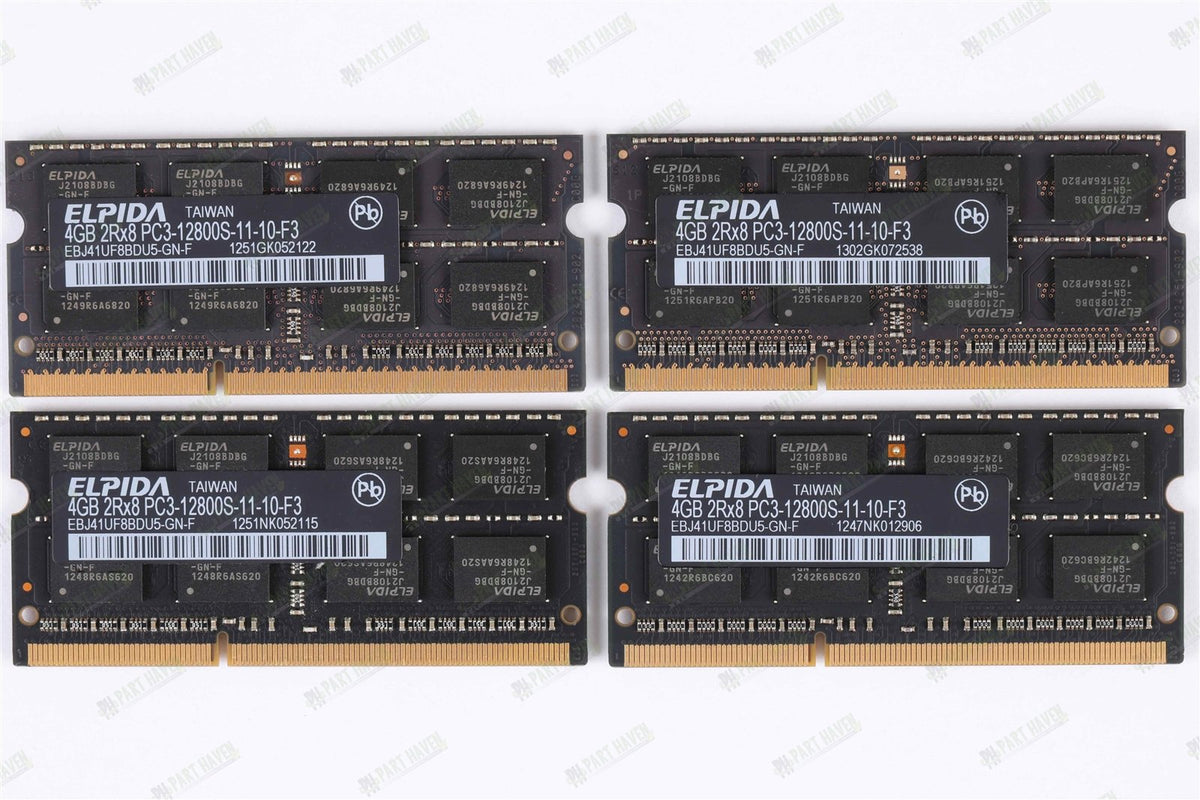 Apple OEM Ram Elpida 16GB (4x4GB) DDR3-1600 PC3-12800 soDimm Memory