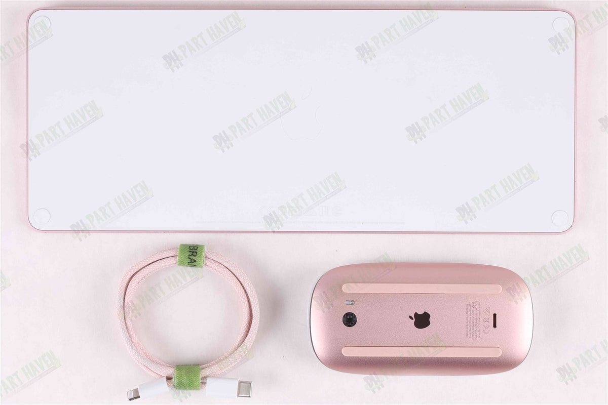 Apple Desk Set in Pink || Magic Keyboard W/Touch ID Magic Mouse &amp; Braided Cable